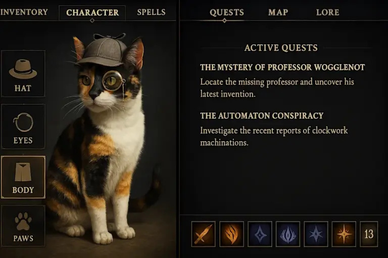Kattenscène met verschillende objecten Kattenscène met verschillende objecten