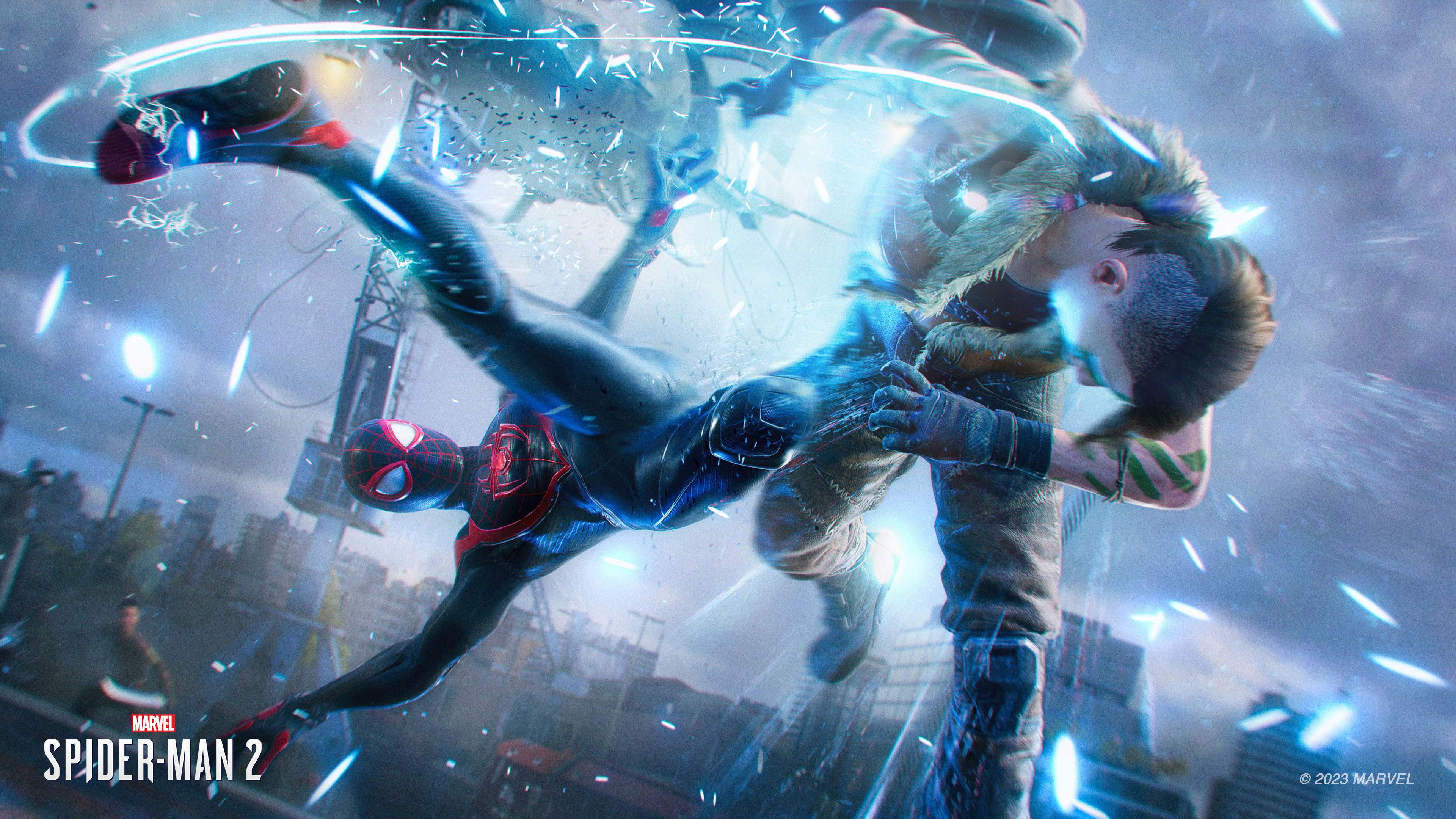 Miles Morales in actie in Marvel's Spider-Man 2 Miles Morales in actie in Marvel's Spider-Man 2