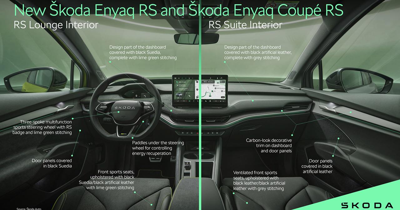 Interieur van Enyaq RS en Coupé RS Interieur van Enyaq RS en Coupé RS