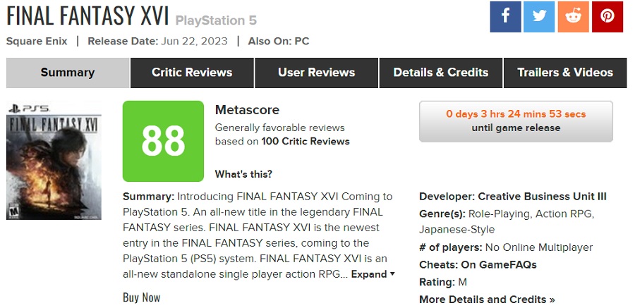 Is het echt de beste game van het jaar? Critici hebben Final Fantasy XVI met lovende kritieken begroet en het "een bijna perfect spel" genoemd.-2 Is het echt de beste game van het jaar? Critici hebben Final Fantasy XVI met lovende kritieken begroet en het "een bijna perfect spel" genoemd.-2