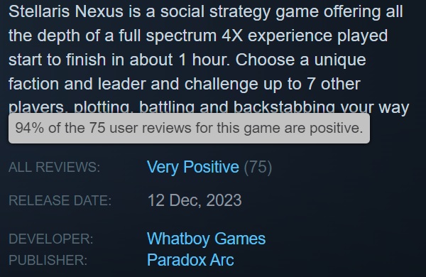 Een vroege release van het turn-based strategiespel Stellaris Nexus heeft plaatsgevonden: het spel krijgt goede recensies, maar is nog niet erg populair-3 Een vroege release van het turn-based strategiespel Stellaris Nexus heeft plaatsgevonden: het spel krijgt goede recensies, maar is nog niet erg populair-3