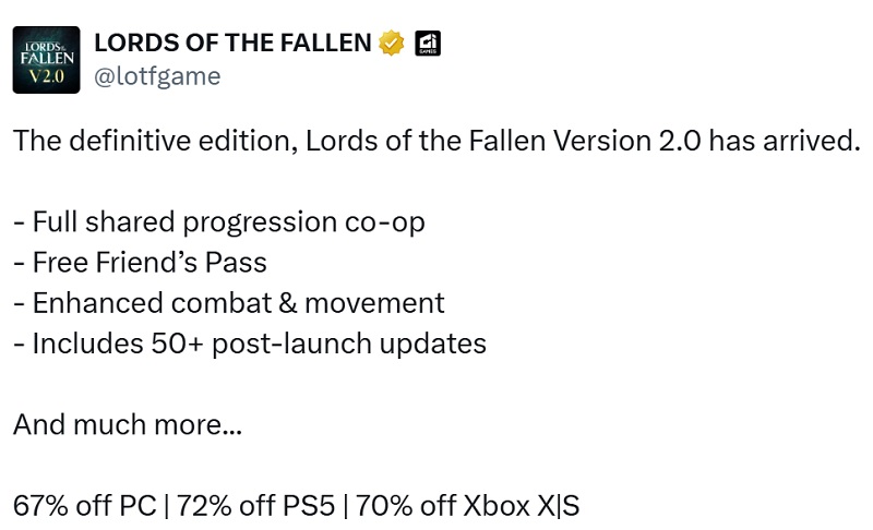 Update 2.0 voor Lords of the Fallen Update 2.0 voor Lords of the Fallen