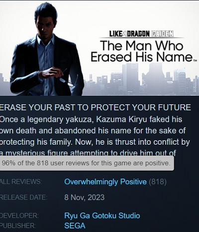 Steam-gebruikers zijn enthousiast over de misdaadgame Like a Dragon Gaiden: The Man Who Erased His Name en laten alleen maar positieve recensies achter over de game-3 Steam-gebruikers zijn enthousiast over de misdaadgame Like a Dragon Gaiden: The Man Who Erased His Name en laten alleen maar positieve recensies achter over de game-3