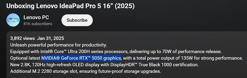 IdeaPad Pro 5-notebook met RTX 5050 IdeaPad Pro 5-notebook met RTX 5050