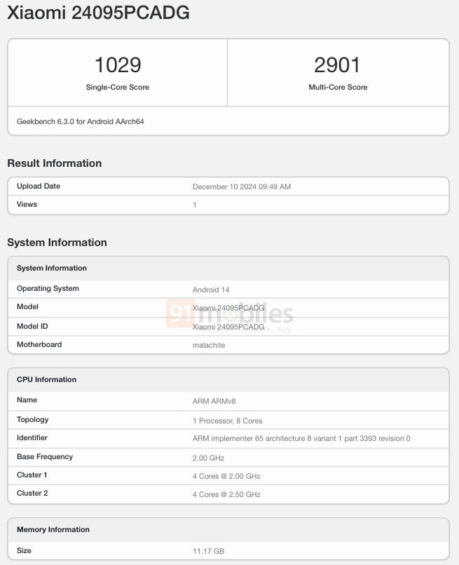 POCO X7 testresultaten POCO X7 testen op Geekbench