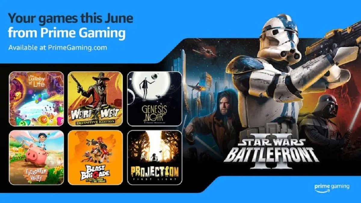 De selectie games van juni voor Amazon Prime Gaming-abonnees is onthuld. Star Wars Battlefront II (2005) en Weird West voeren de boventoon. De selectie games van juni voor Amazon Prime Gaming-abonnees is onthuld. Star Wars Battlefront II (2005) en Weird West voeren de boventoon.