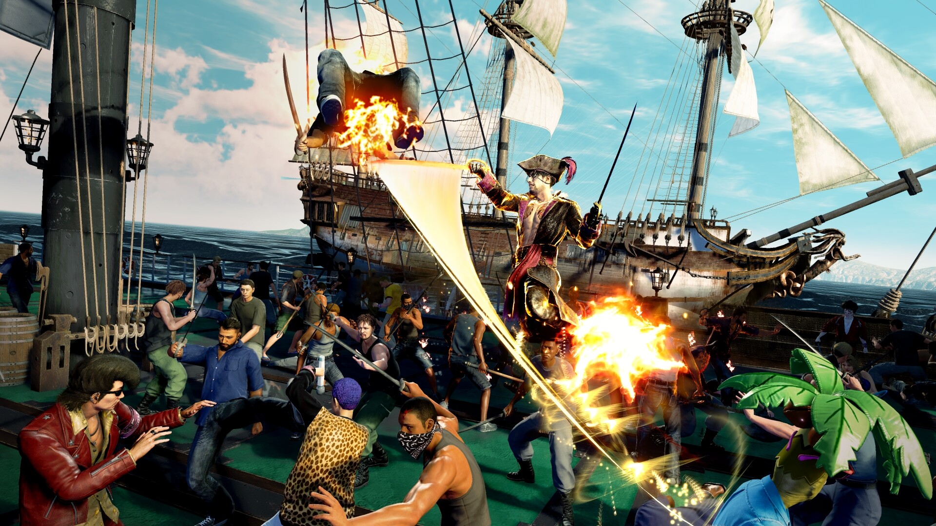 De verkenningsscène van het eiland in het spel Like a Dragon: Piraten Yakuza in Hawaï De verkenningsscène van het eiland in het spel Like a Dragon: Piraten Yakuza in Hawaï