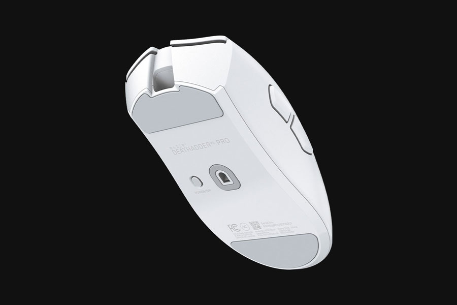 Gedetailleerd uitzicht op de Razer DeathAdder V4 Pro wit