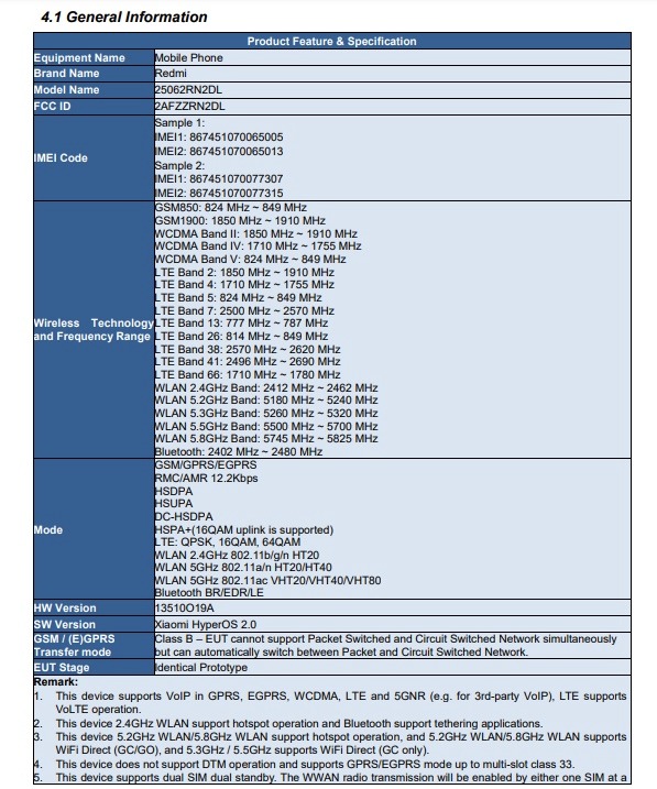 Redmi smartphone met FCC-certificering
