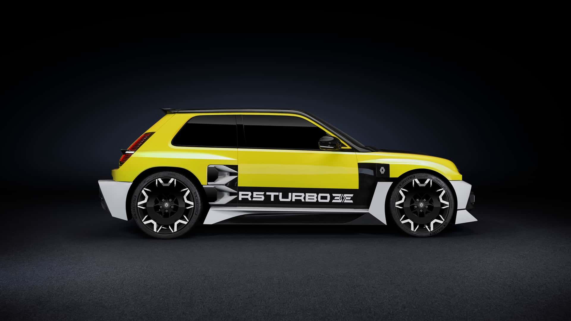 Renault 5 Turbo 3E zijaanzicht Renault 5 Turbo 3E zijaanzicht