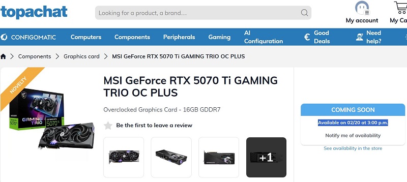 Screenshot van de Top Achat website