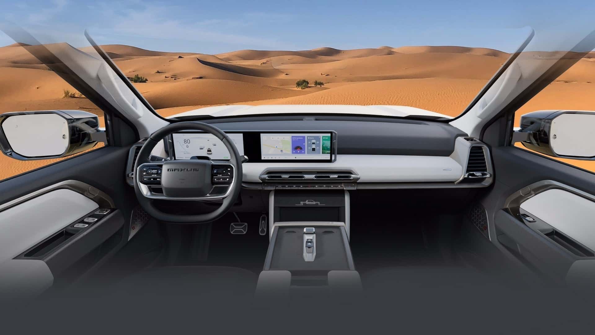 Interieur van de Maxus Interstellar X pick-up truck