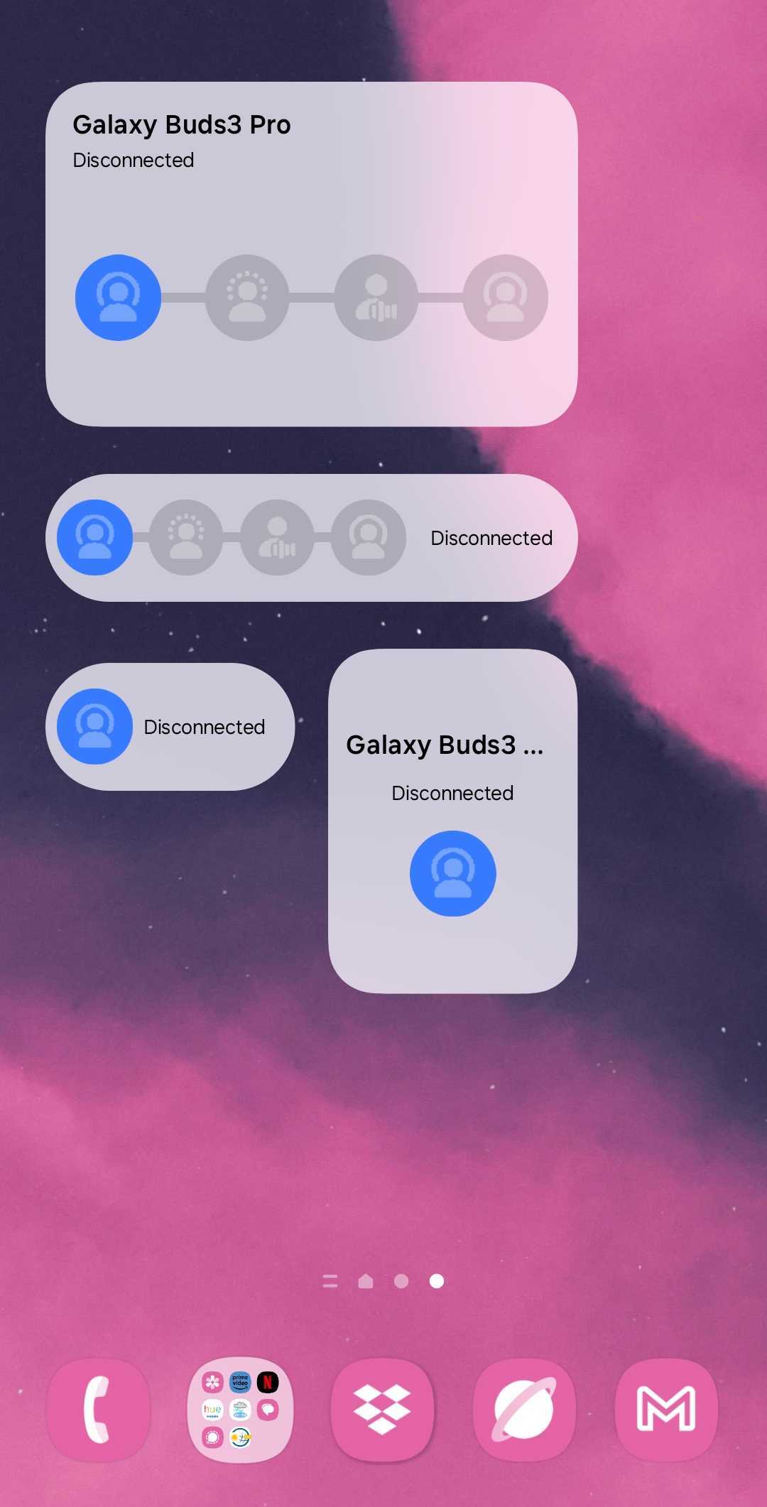 Galaxy Buds 3 Pro-widget met transparante achtergrond in One UI 7.0 Galaxy Buds 3 Pro-widget met transparante achtergrond in One UI 7.0