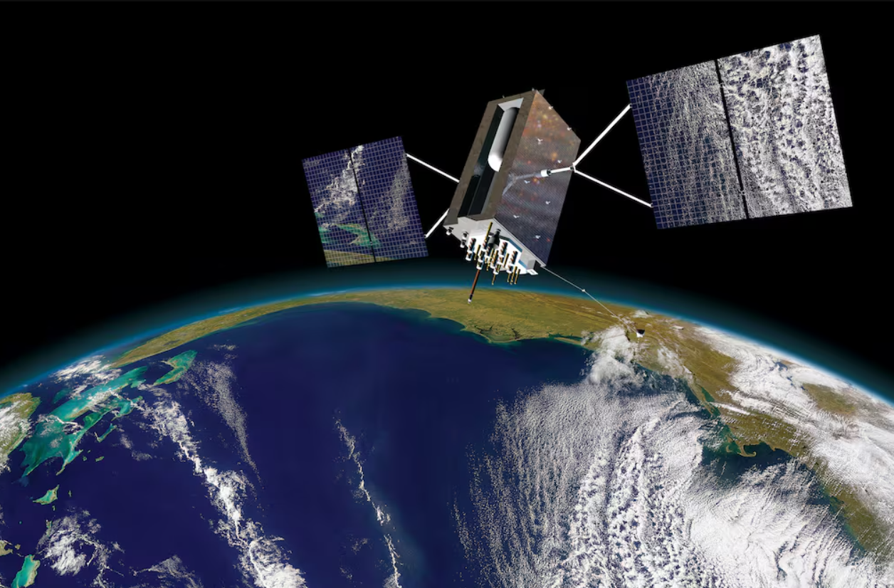 GPS III - illustratie door Lockheed Martin GPS III satelliet ontwikkeld door Lockheed Martin