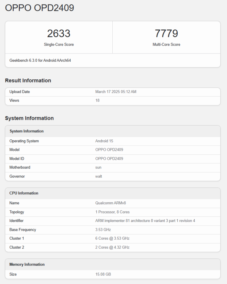 Specificaties van OnePlus Pad 2 Pro op Geekbench Specificaties van OnePlus Pad 2 Pro op Geekbench
