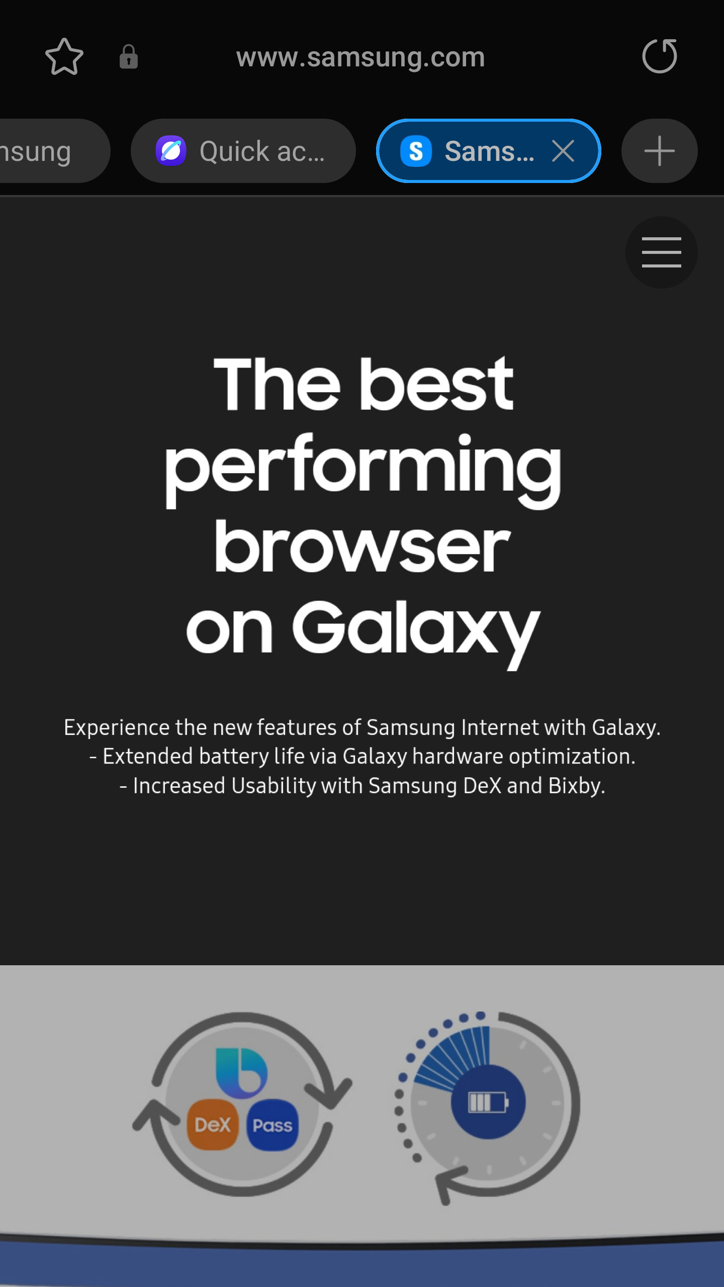 Screenshot van Samsung browser voor Galaxy Fold 7 (1)