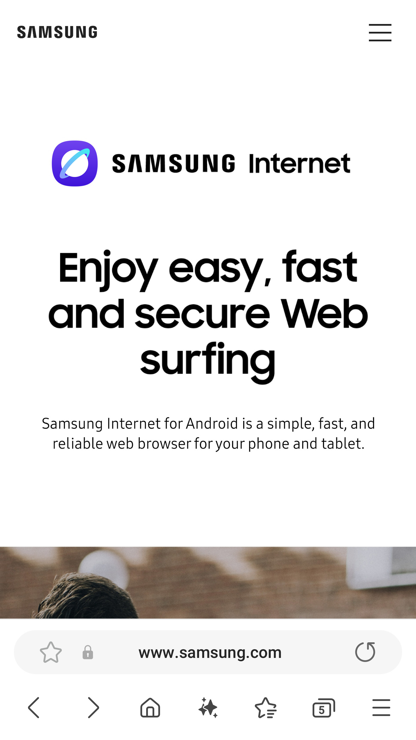 Screenshot van Samsung browser voor Galaxy Fold 7