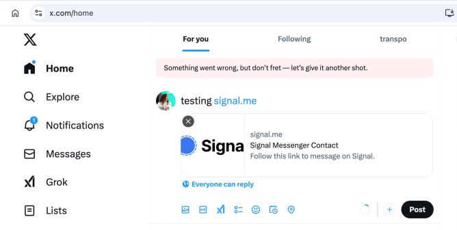 X blokkeert koppelingen naar Signal X blokkeert koppelingen naar Signal