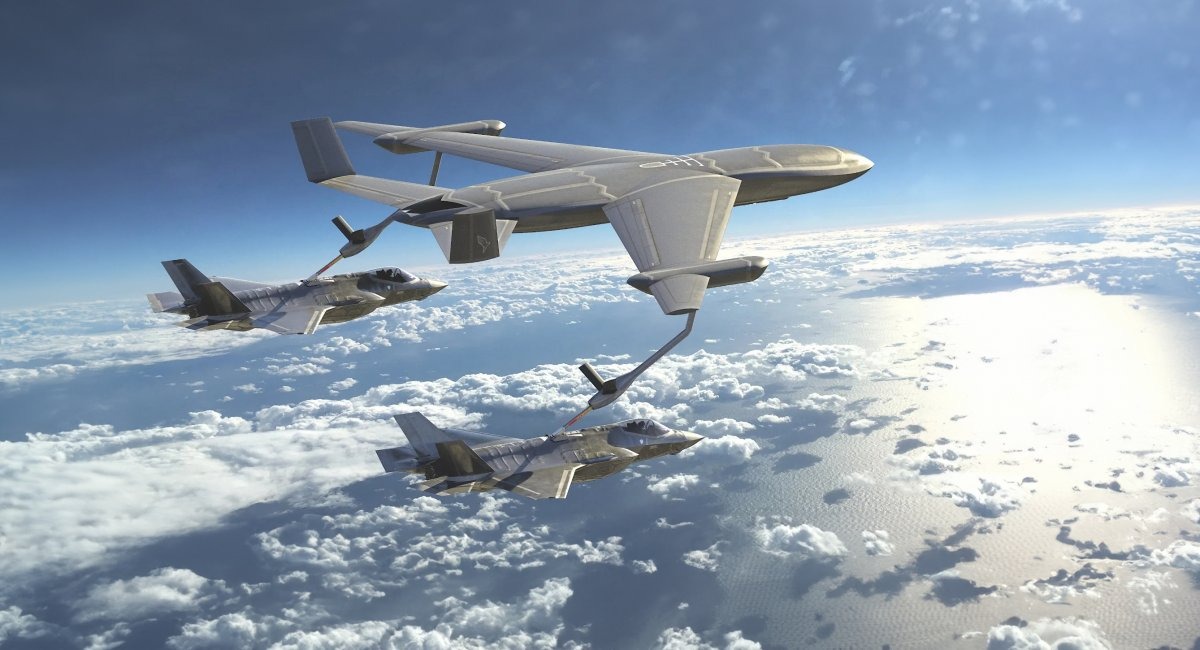 Het concept van een brandstofpomp met laag profiel Lockheed Martins concept van een brandstoftanker met laag profiel
