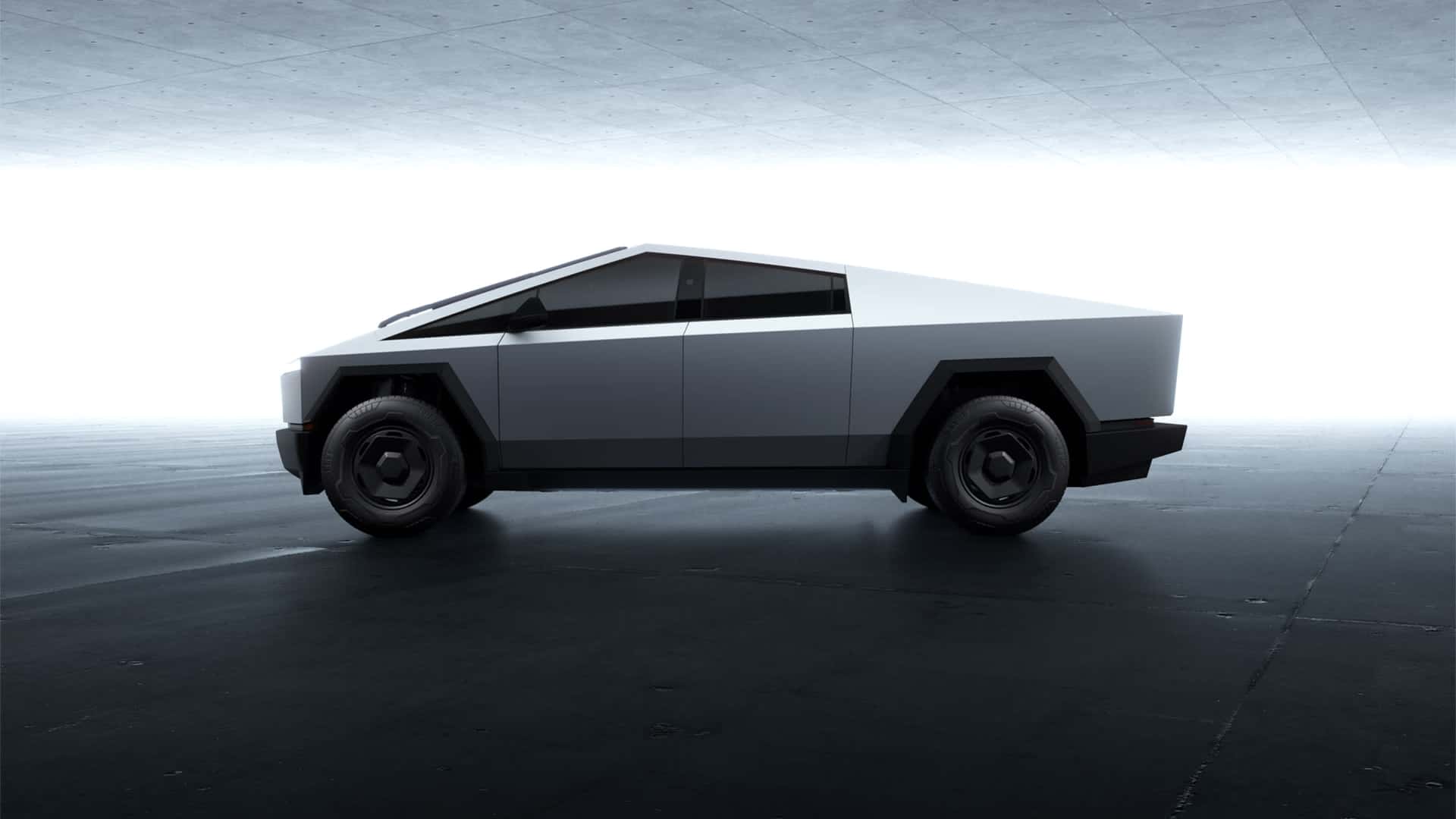 Tesla Cybertruck Long Range tegen de achtergrond van een stadslandschap Tesla Cybertruck Long Range tegen de achtergrond van een stadslandschap