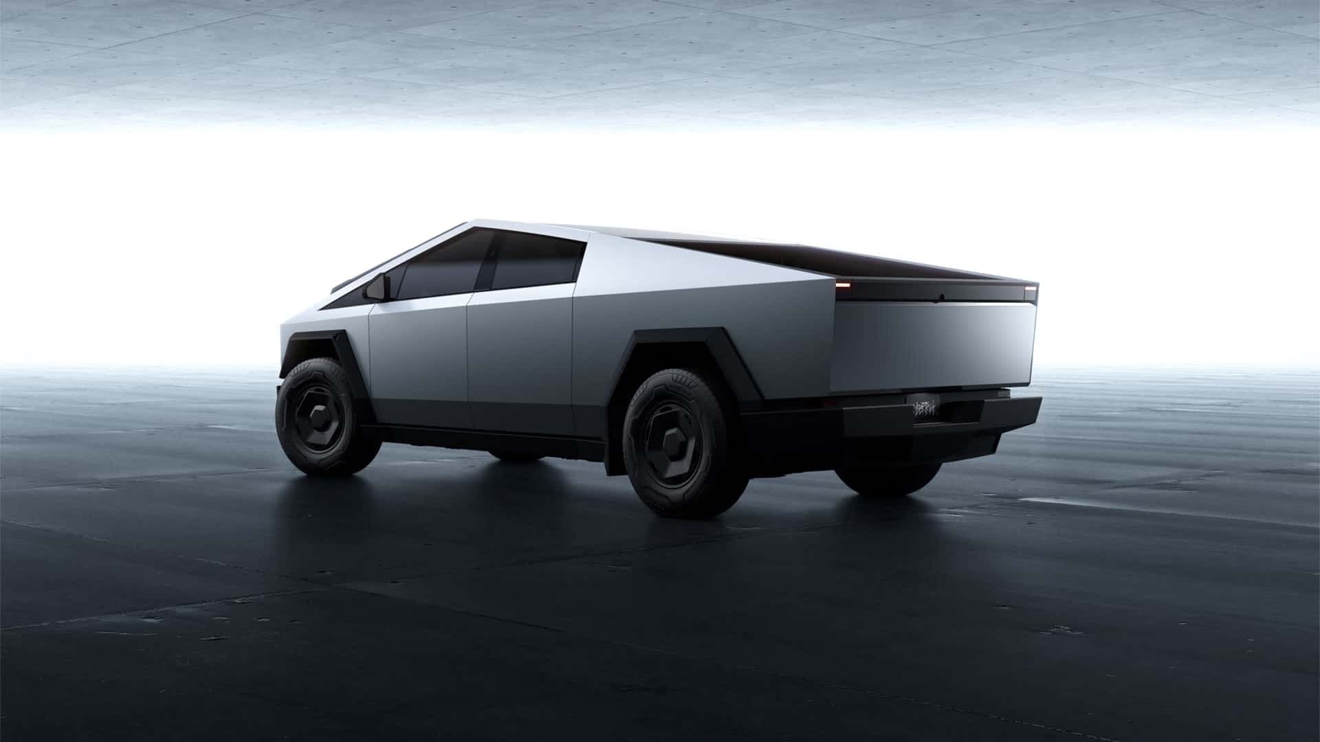 Tesla Cybertruck Long Range met uitzicht op de achterkant Tesla Cybertruck Long Range met uitzicht op de achterkant