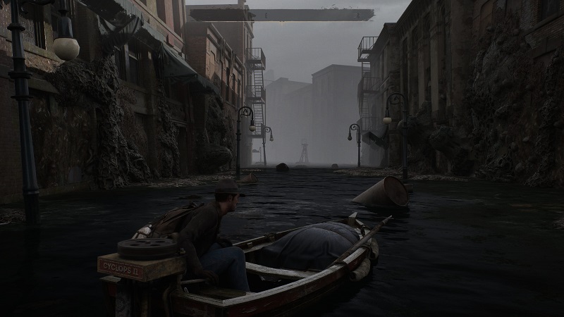 Screenshot van remaster van The Sinking City, textures verbeterd Screenshot van remaster van The Sinking City, textures verbeterd