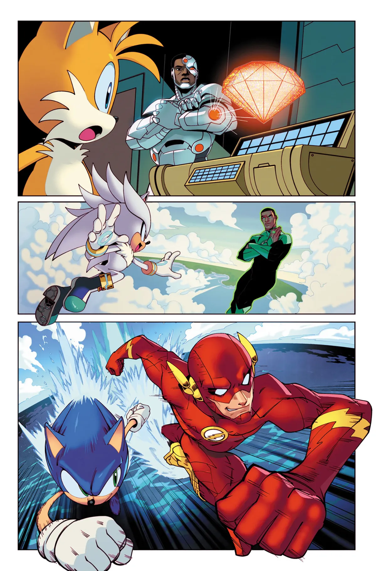 Scène uit het DC X Sonic the Hedgehog 1 stripboek Scène uit het DC X Sonic the Hedgehog 1 stripboek