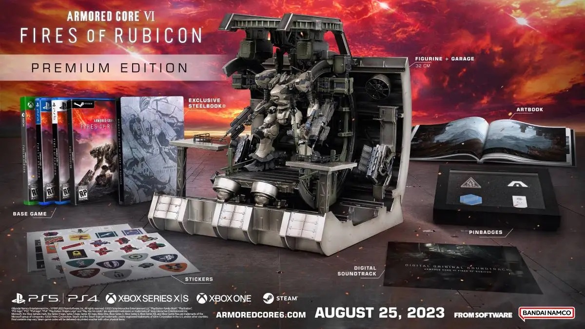 De Collector's Edition van Armored Core VI: Fires of Rubicon is nu verkrijgbaar. Inclusief een gedetailleerde Mech, gedetailleerd artbook en veel goodies De Collector's Edition van Armored Core VI: Fires of Rubicon is nu verkrijgbaar. Inclusief een gedetailleerde Mech, gedetailleerd artbook en veel goodies