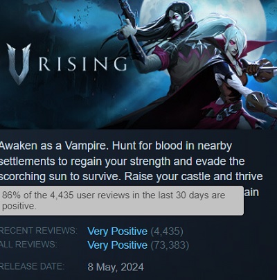 V Rising release online piekt meer dan 150.000 mensen - vampier actie-RPG krijgt geweldige recensies-3 V Rising release online piekt meer dan 150.000 mensen - vampier actie-RPG krijgt geweldige recensies-3