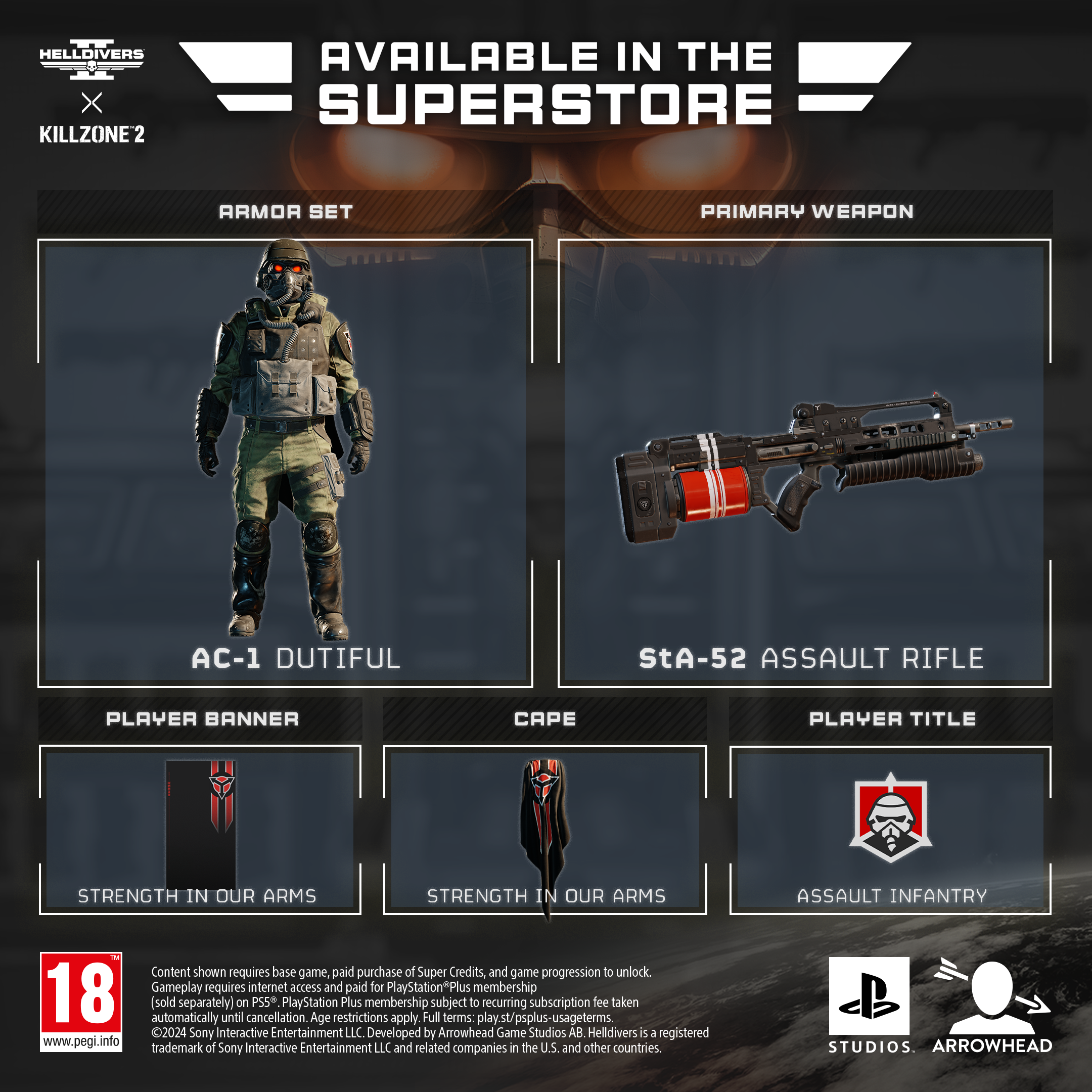 Helldivers 2 crossover met Killzone Het eerste deel van de crossover-items. Illustratie gemaakt door Arrowhead