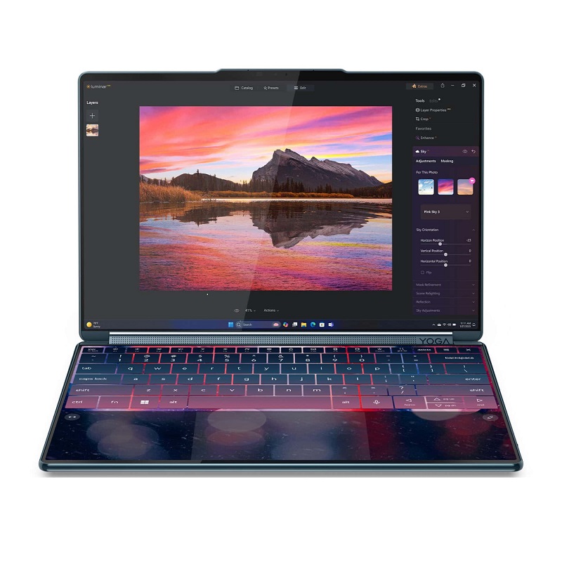 Yoga Book 9i notebook uitgevouwen Yoga Book 9i notebook uitgevouwen